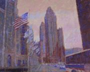 Chicago Art: Painting of Michigan Avenue Bridge with Tribune Tower