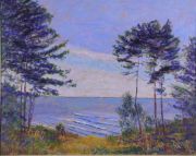 Lake Michigan Painting with Pine Trees