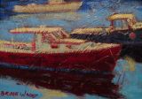 Painting of Rockport lobster boats