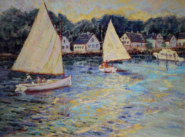 Mystic  CT sail boat painting