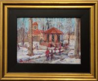 Franklin MA art: Common with Snow, framed