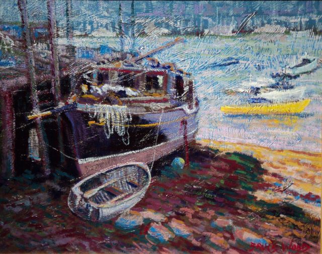 Gloucester painting: boat in dry dock