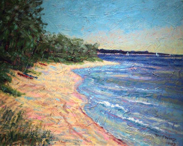 Cape Cod Art: Painting of beach and boats